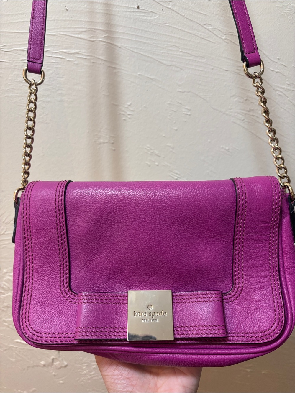 kate spade Magenta Leather Crossbody Bag with Gold Hardware